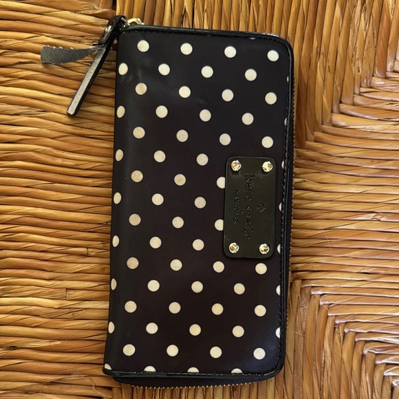 Kate Spade Black and White Polka Dot Zip Wallet - Picture 2 of 5